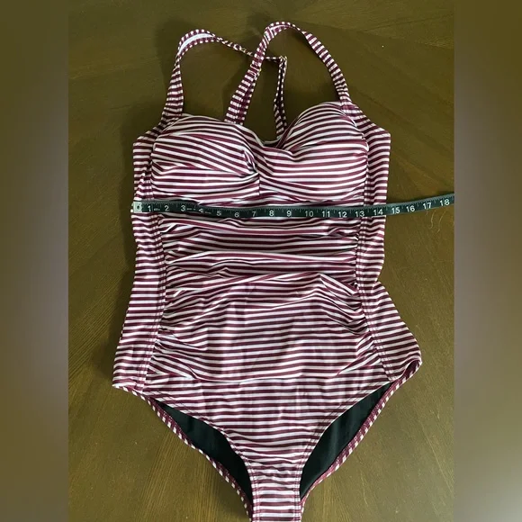 Retro Striped One Piece Swim Suit - Picture 3 of 7